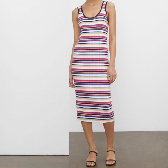 CLUB MONACO AND RIBBED MINI SUMMER DRESS STRIPED MEDIUM - Picture 1 of 16